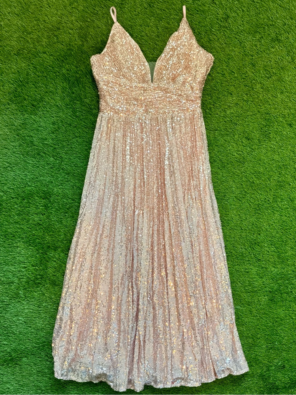 Rose Gold Sequin Formal Maxi Dress Medium